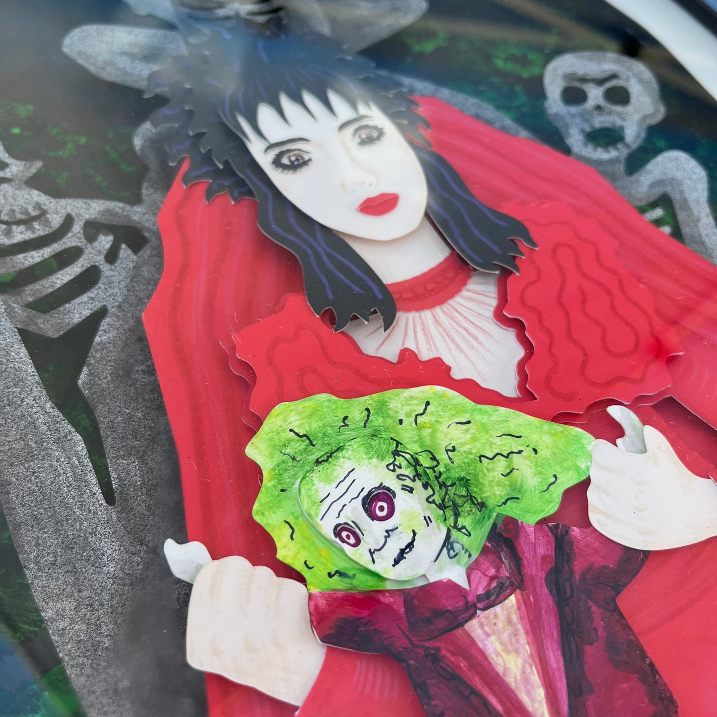 Lydia and Beetlejuice doll 11"x14"