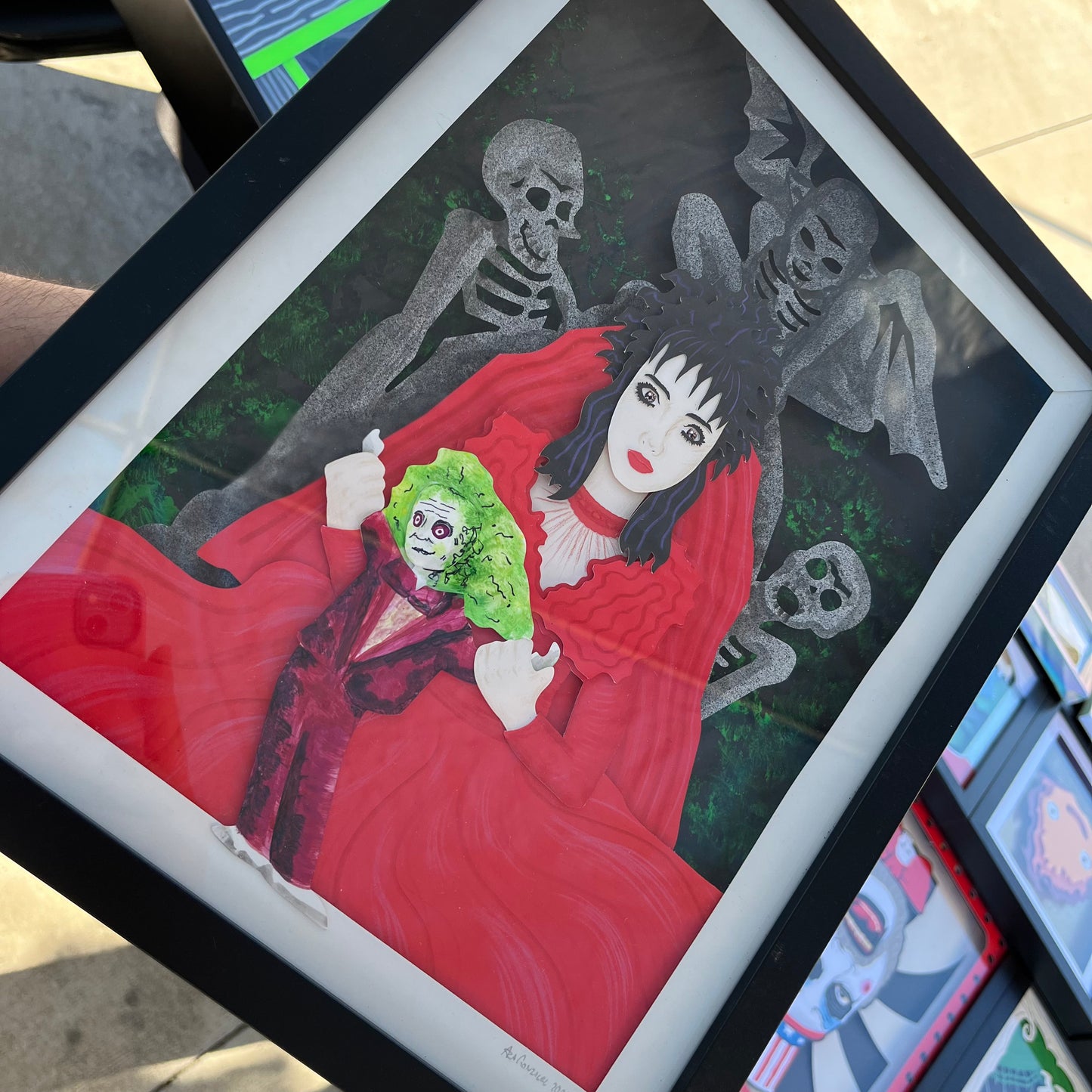 Lydia and Beetlejuice doll 11"x14"